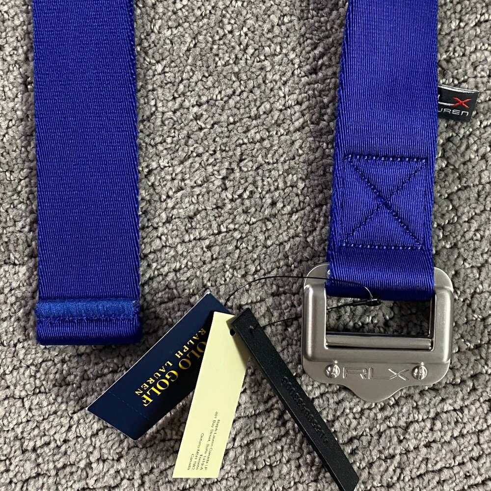 RLX Ralph Lauren Belt Men's Medium Web Nylon Golf Expedition Royal Blue NWT